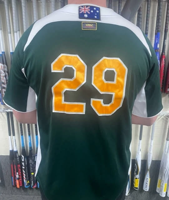 Team Australia Majestic Cool Base Australia Flag + WBSC Logo Jersey 4 Team Australia Majestic Cool Base Australia Flag + WBSC Logo Jersey - Image 2